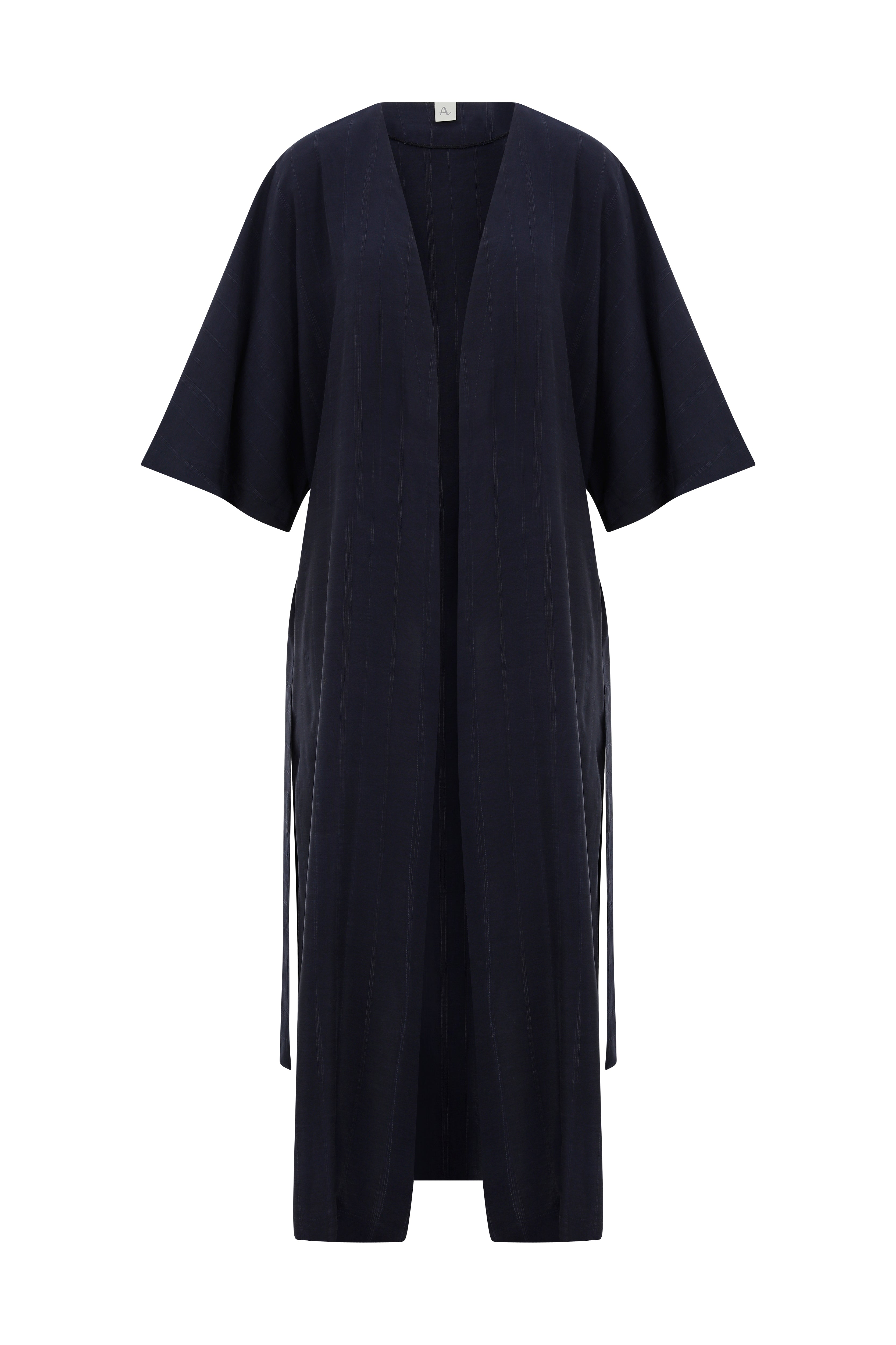 navy blue bathrobe