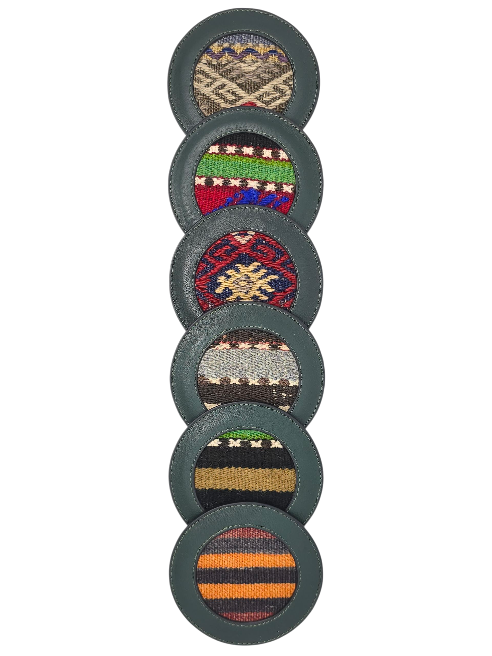 Antique Kilim & Leather Coaster