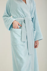 blue bathrobe