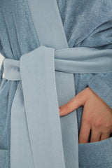 blue bathrobe belt closeup
