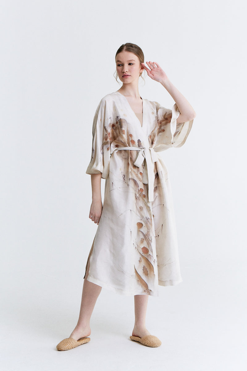 Natura Eco Print Silk Kimono