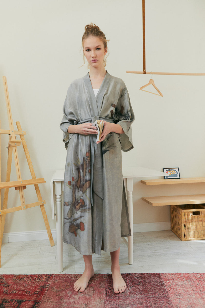 Natura Eco Print Silk Kimono