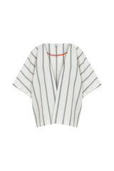 white and blue bathrobe