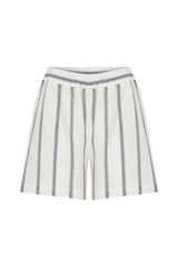 white and blue striped shorts